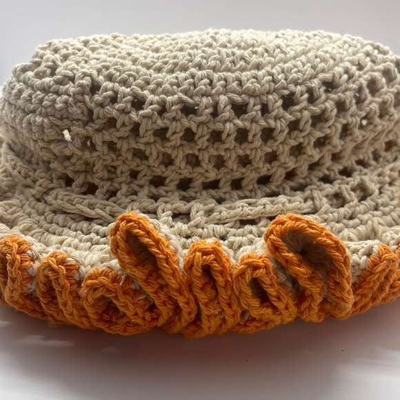 Crochet drawstring sassy Handmade Ruffle Bucket Swirl Fall Hat - Picture 5 of 9
